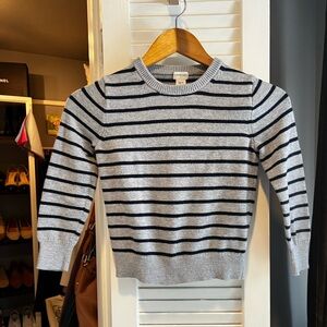 Crewcuts Gray and Navy Stripe Sweater with Elbow Patches